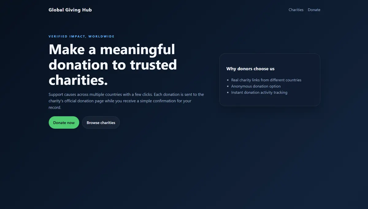 Donate to Charity website preview