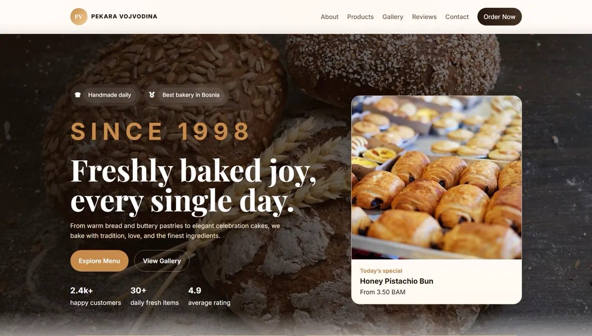 Pekara Vojvodina website preview