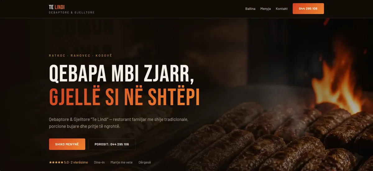 Restaurant Lindi website preview